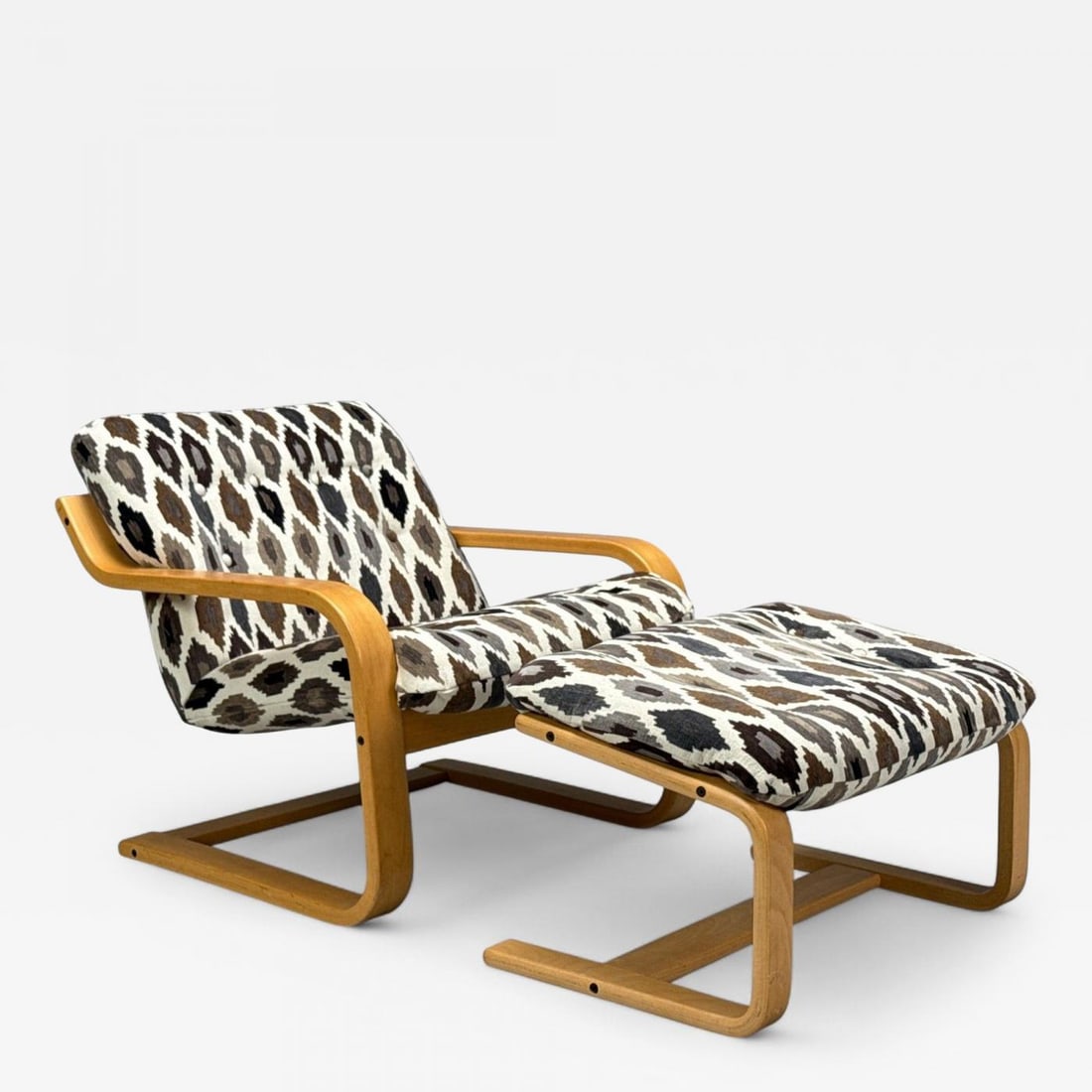 Westnofa, Bentwood, Fabric, Lounge Chair and Ottoman, Norway, 1960s - 2
