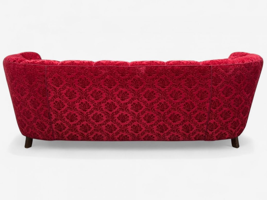 Danish Cabinetmaker, Oak, Fabric, Curved Banana Sofa, Denmark, 1960s - 11
