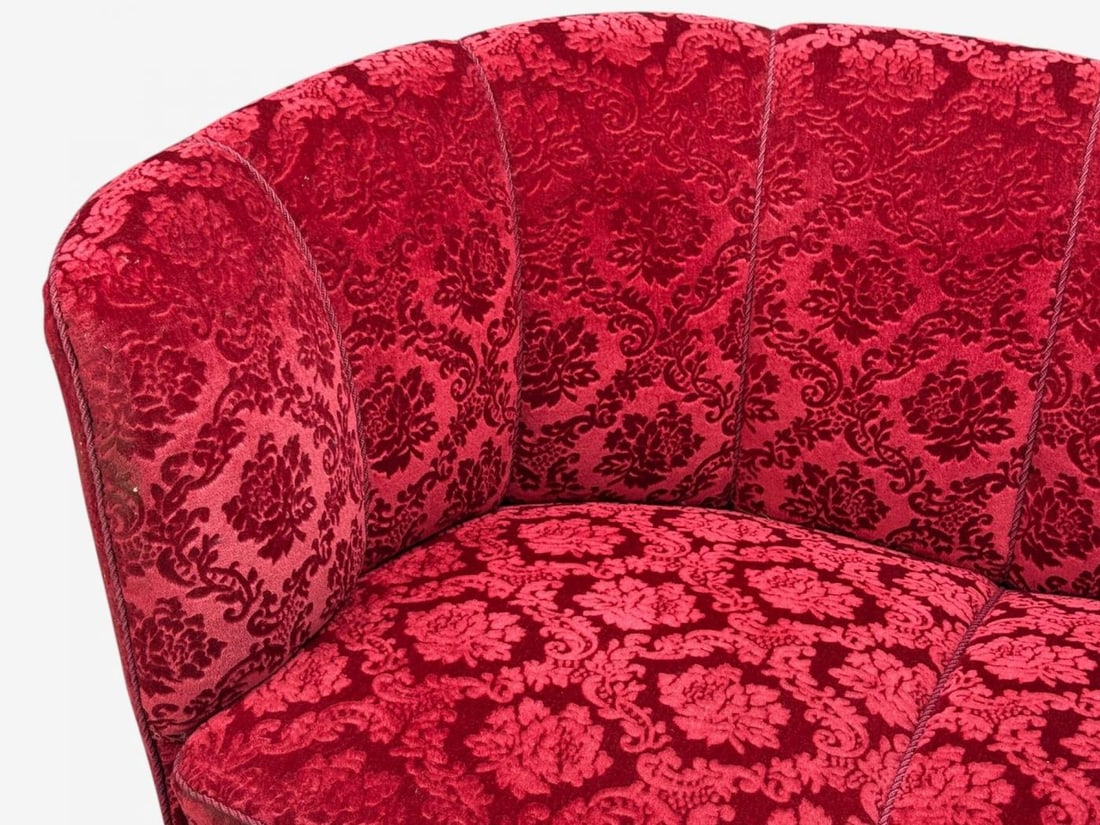 Danish Cabinetmaker, Oak, Fabric, Curved Banana Sofa, Denmark, 1960s - 7