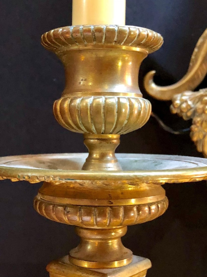 Pair of Dore Bronze Sconces having Horned Bacchus Masks in Louis XVI Style - 11