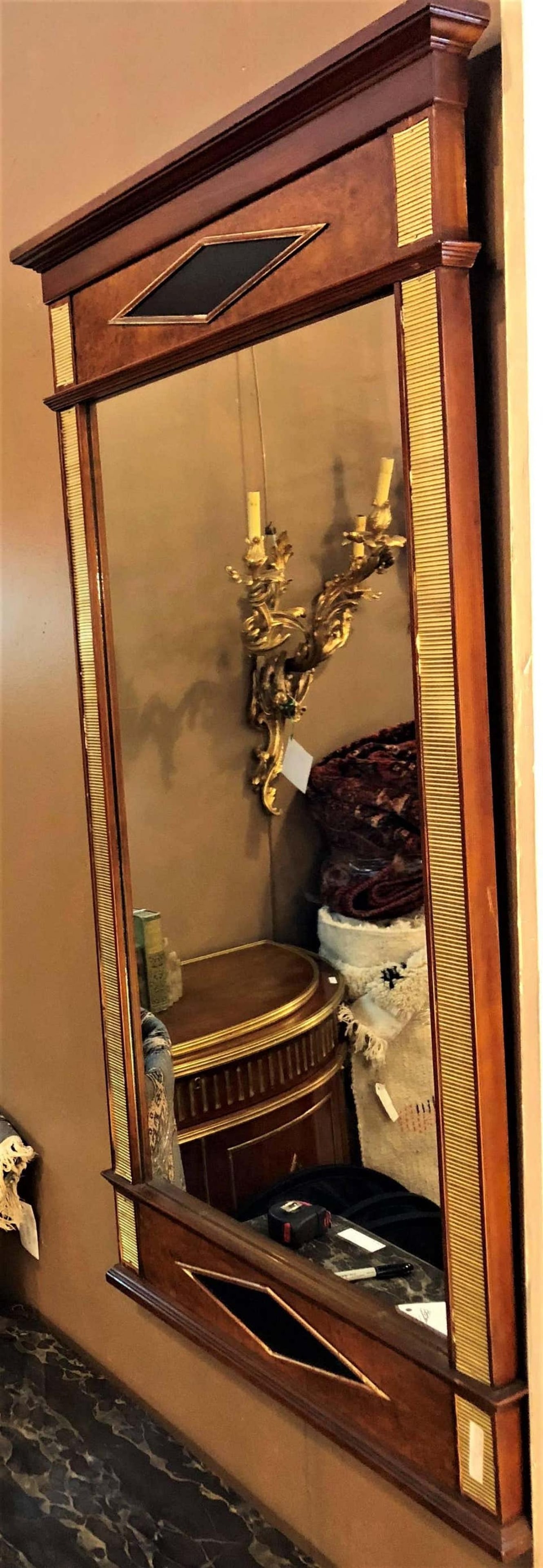 Fine Bronze Mounted Mahogany Ebonized Russian Neoclassical Wall Mirror - 9
