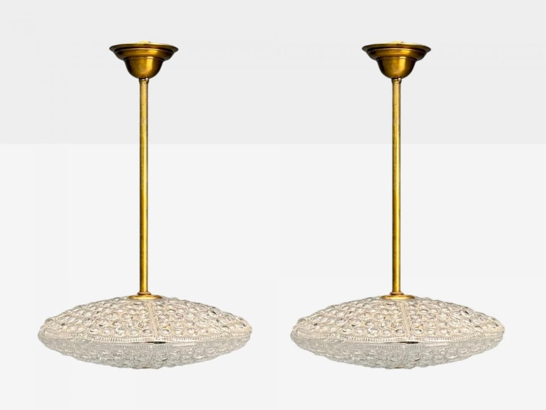 Carl Fagerlund, Brass, Glass, Pendant Lights, Sweden, 1940s - 4