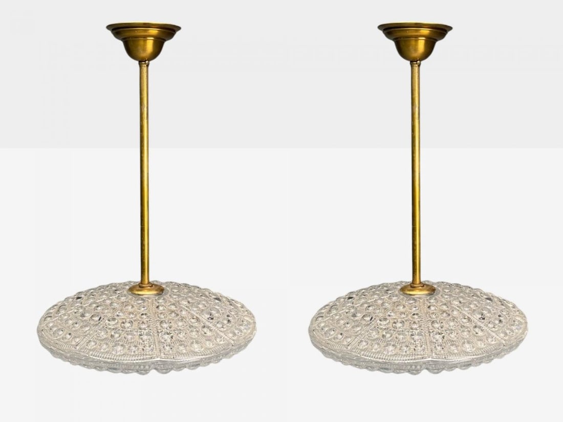 Carl Fagerlund, Brass, Glass, Pendant Lights, Sweden, 1940s - 5