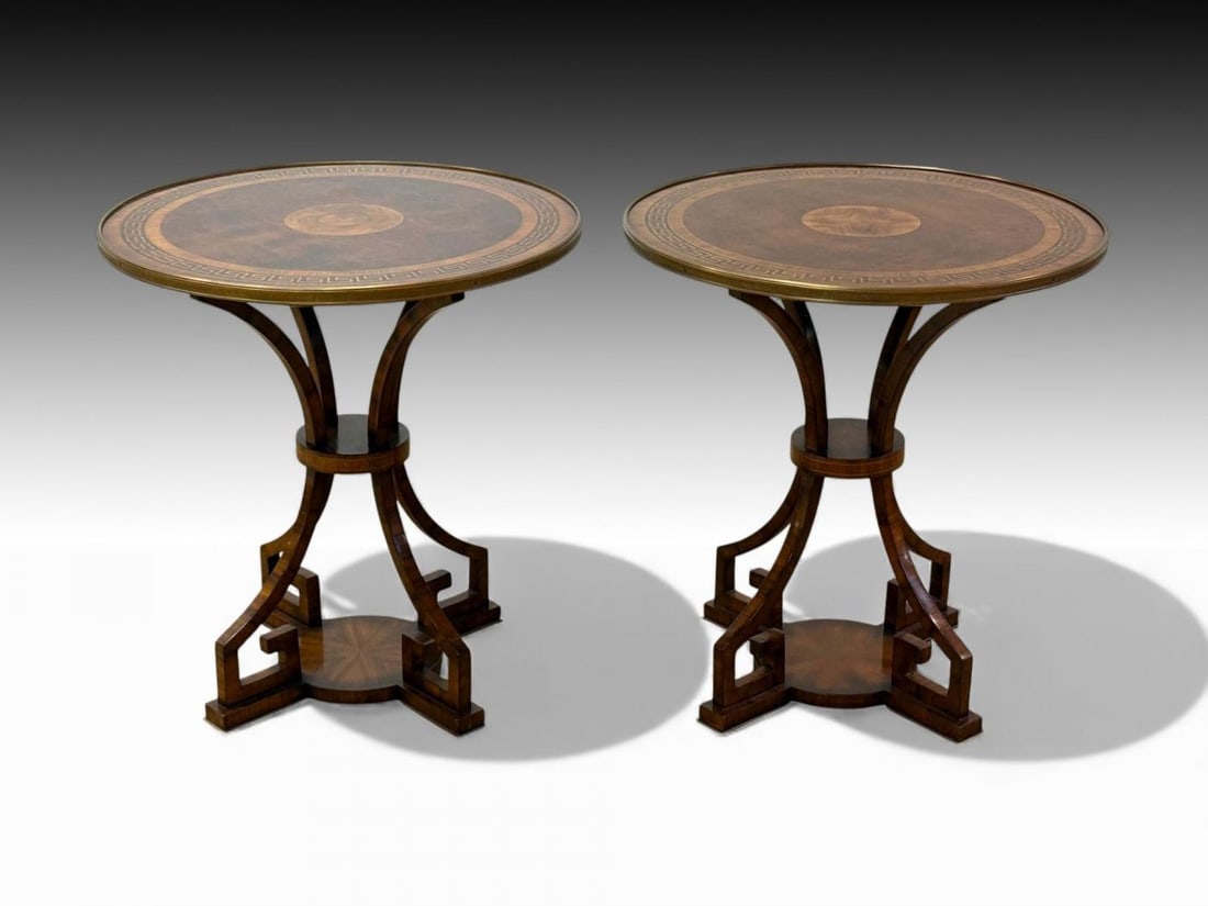 Russian Neoclassical, Burlwood, Brass, Gueridons, France, 1950s - 5