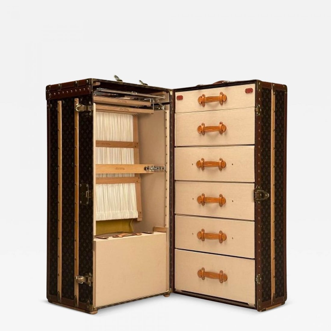 Louis Vuitton, Steamer Trunk, Monogram Canvas, Leather, Special Order: Louis Vuitton, Steamer Trunk, Monogram Canvas, Leather, Special Order Style m12031 Custom with a wait time of up to two years. We are pleased to offer one of two large and impressive fine conditioned