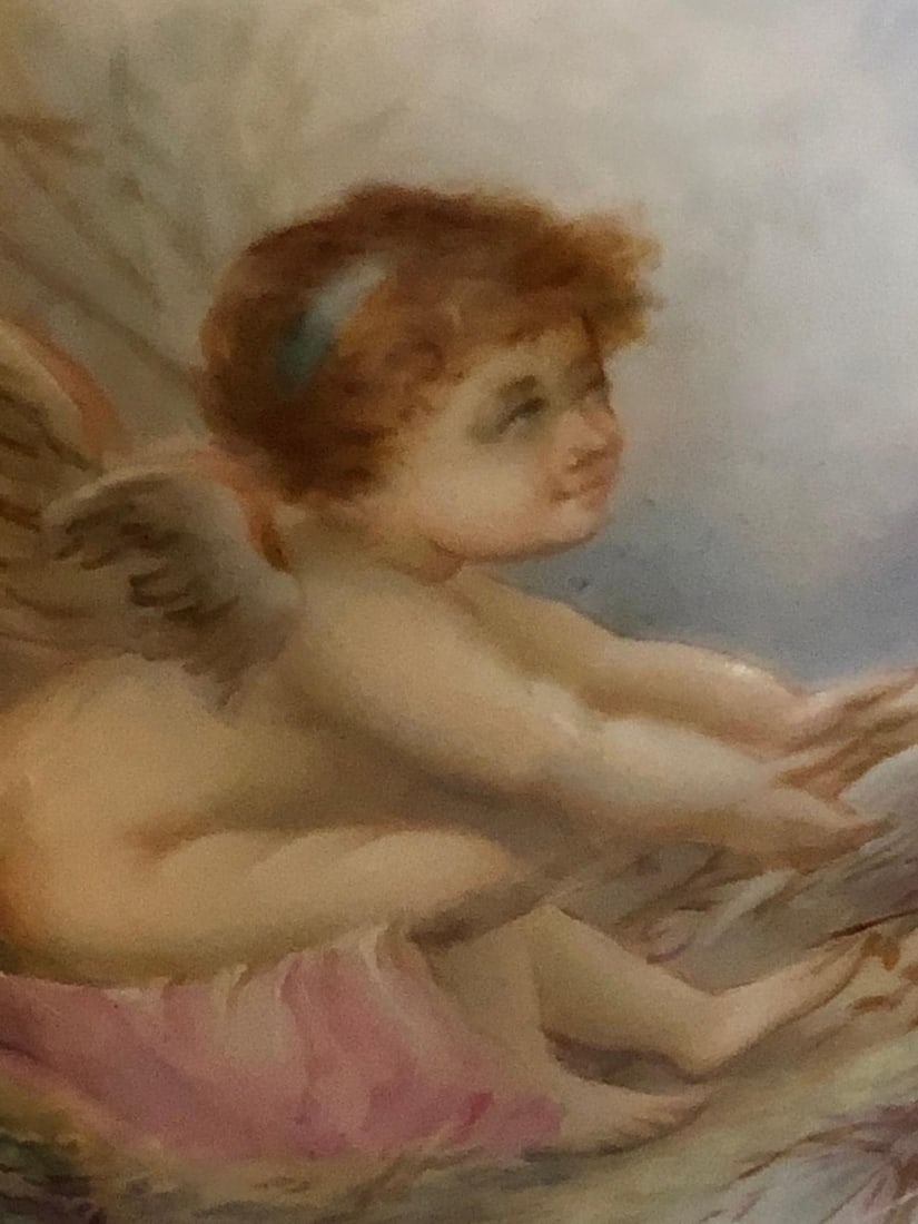 Sevres Spinning Urn Vase Having a Maiden & Cherub Painting Signed Lingaand - 12