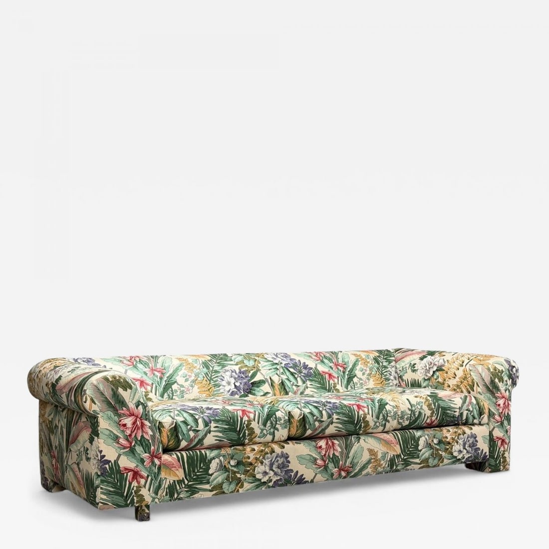 American Modern, Tropical Fabric, Monumental Custom Sofa, USA, 20th c. - 2