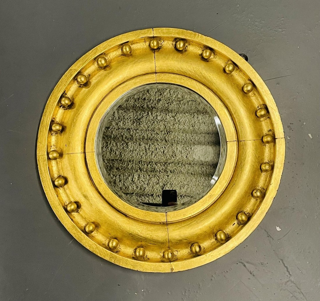 Federal Style Circular Mirror, Giltwood Wall / Pier / Vanity - 5