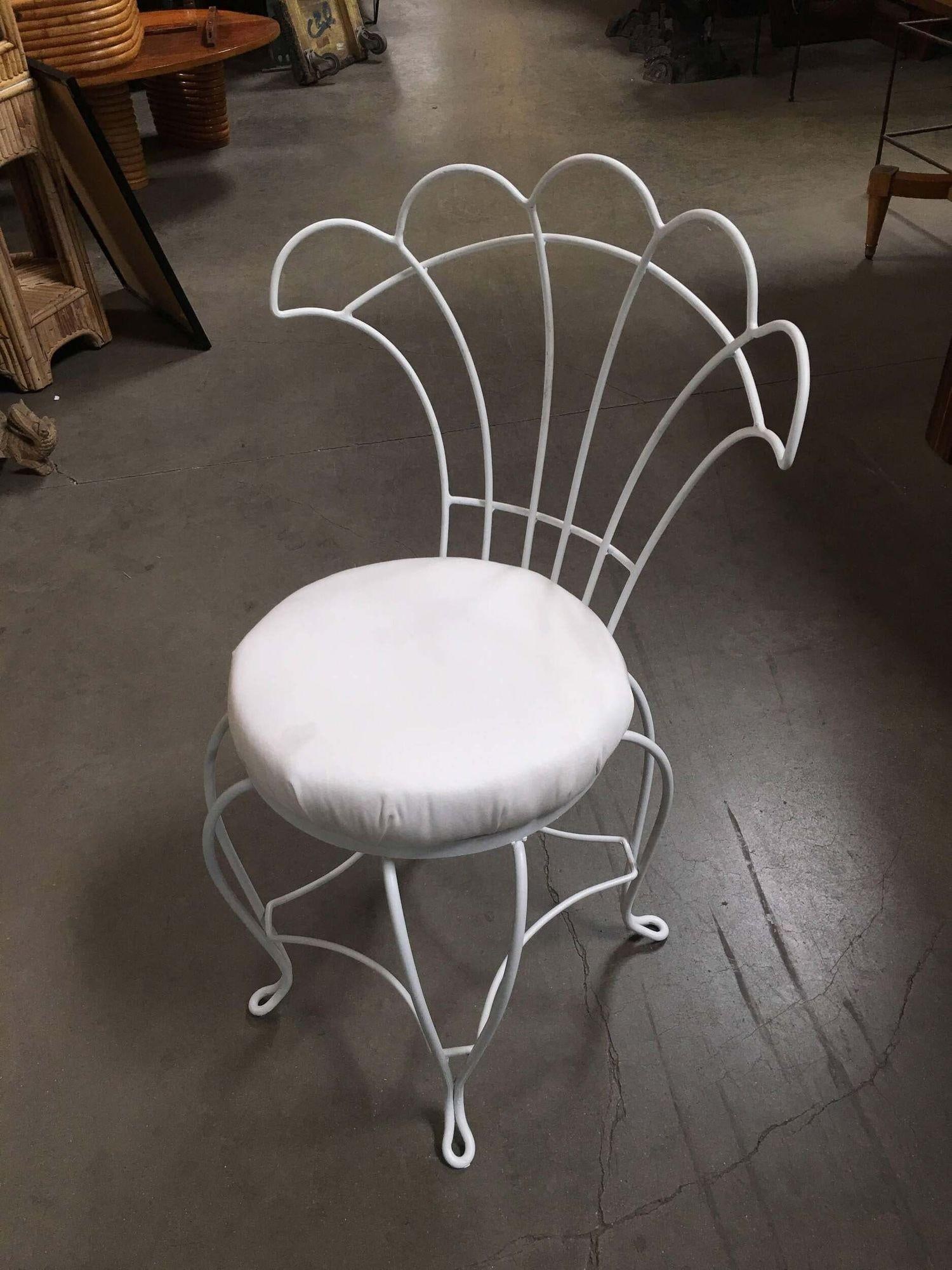 Mathieu Mategot Inspired French Wrought Iron Fan Back Patio Chairs, Set of Four - 17