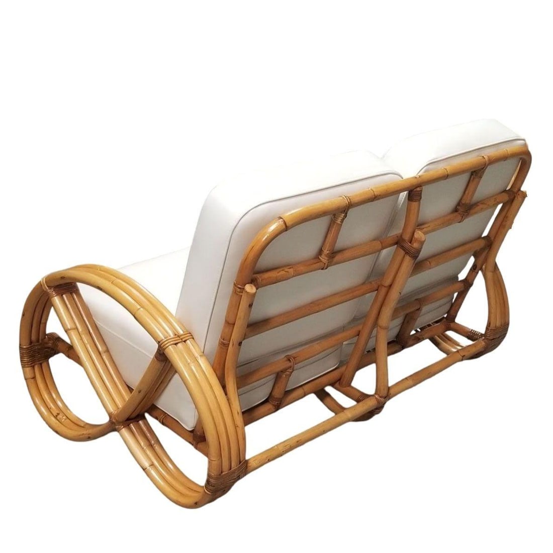 Restored Modernist 3-Strand Round Full Pretzel Rattan Settee - 10