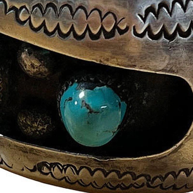 Vintage Navajo KY Sterling Silver Turquoise Coral Cuff Bracelet - 14