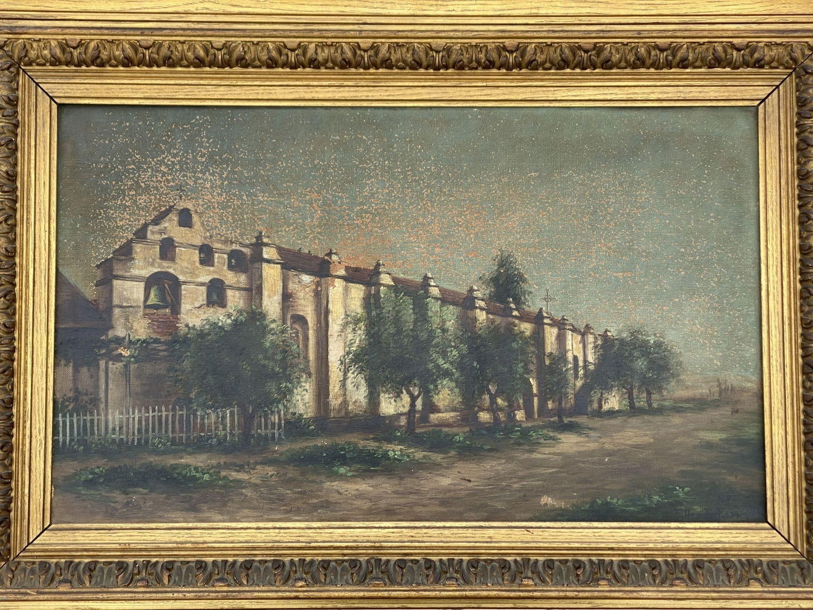 Pasadena San Gabriel Mission Victorian Oil Painting on Canvas by Ellen B. Farr - 2