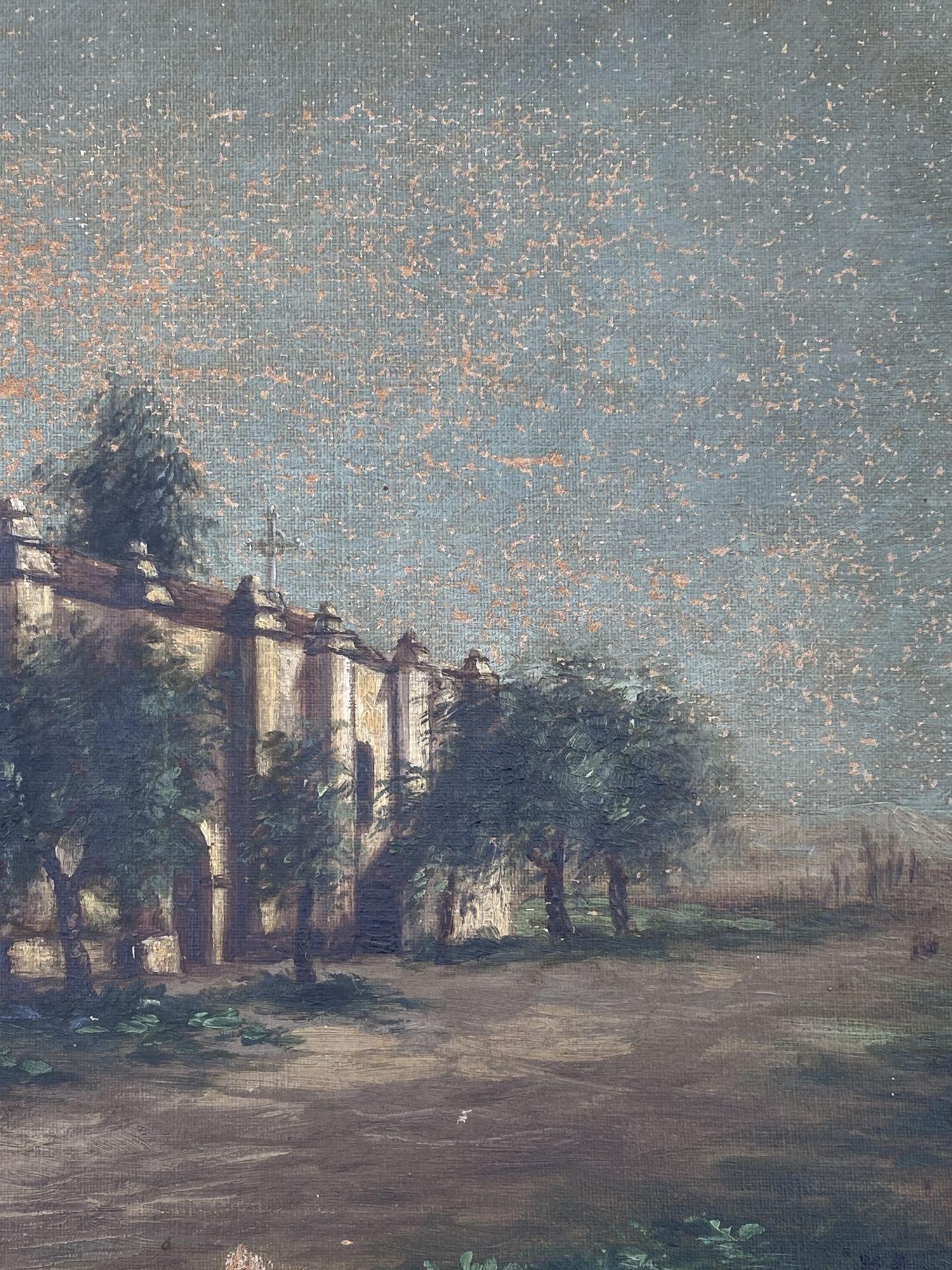 Pasadena San Gabriel Mission Victorian Oil Painting on Canvas by Ellen B. Farr - 4