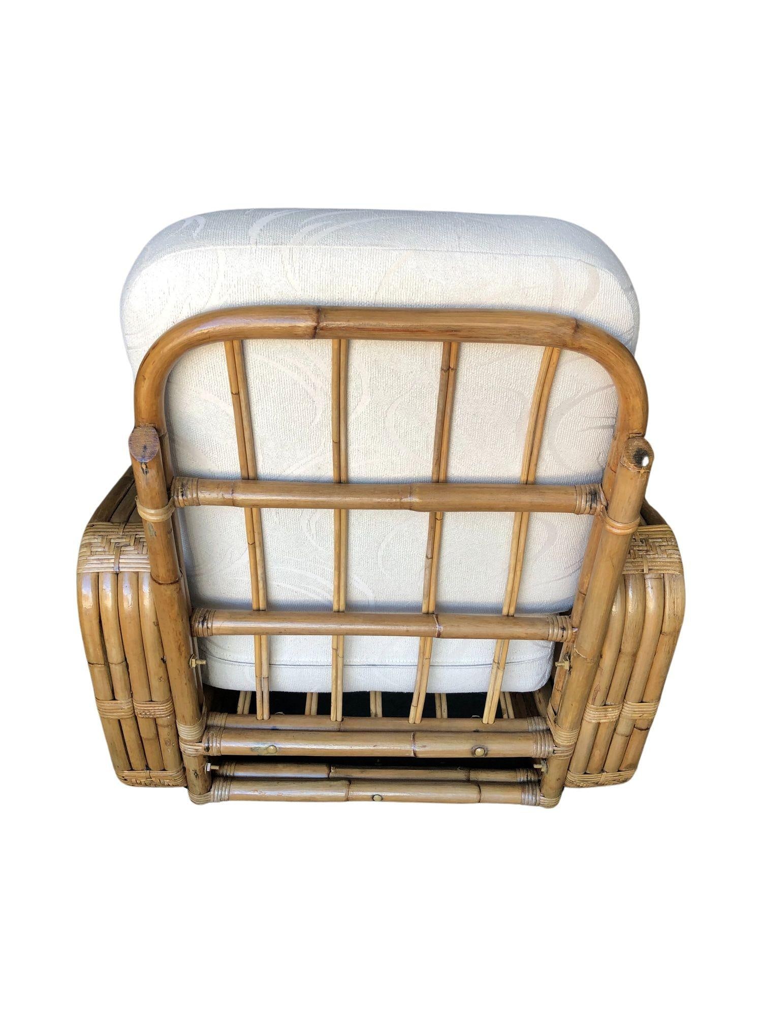 Historic Hand Made 4-strand Square Pretzel Rattan lounge By Paul T. Frankl - 3