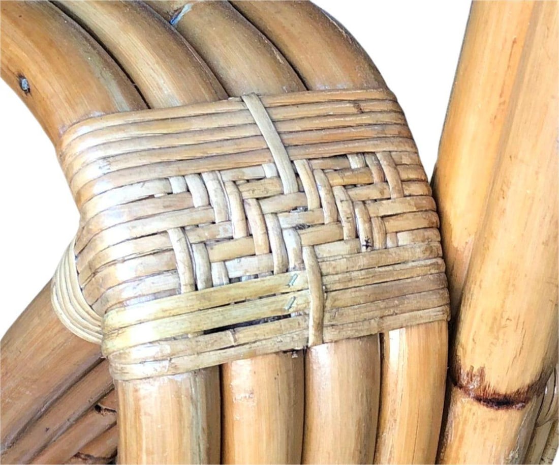 Historic Hand Made 4-strand Square Pretzel Rattan lounge By Paul T. Frankl - 4
