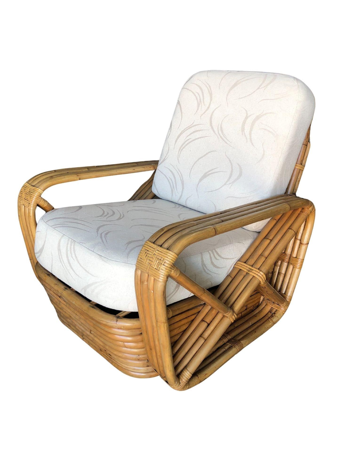 Historic Hand Made 4-strand Square Pretzel Rattan lounge By Paul T. Frankl - 9