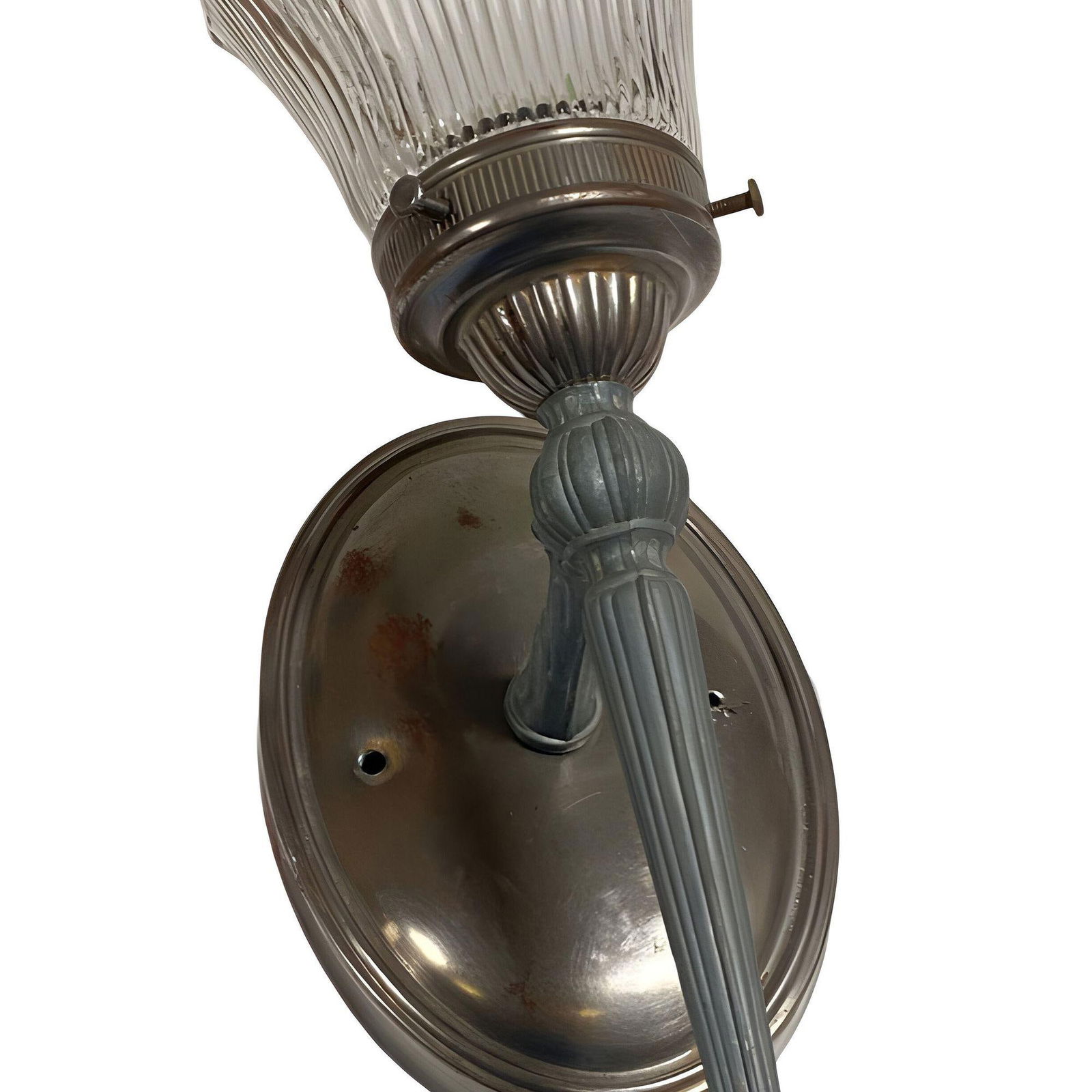 Antique Regency Wall Sconces Electric Light Fixture w/ Tulip Shade, Pair - 11