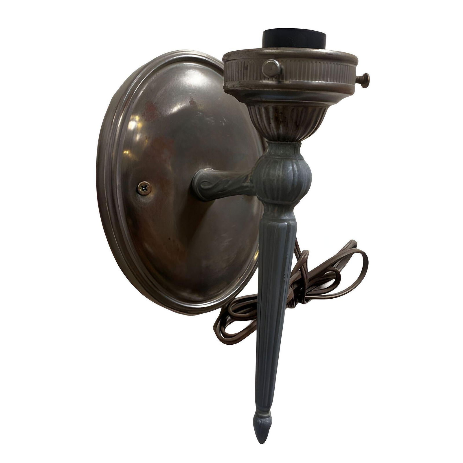 Antique Regency Wall Sconces Electric Light Fixture w/ Tulip Shade, Pair - 18