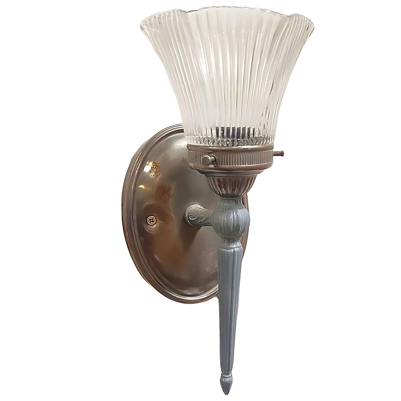 Antique Regency Wall Sconces Electric Light Fixture w/ Tulip Shade, Pair - 2