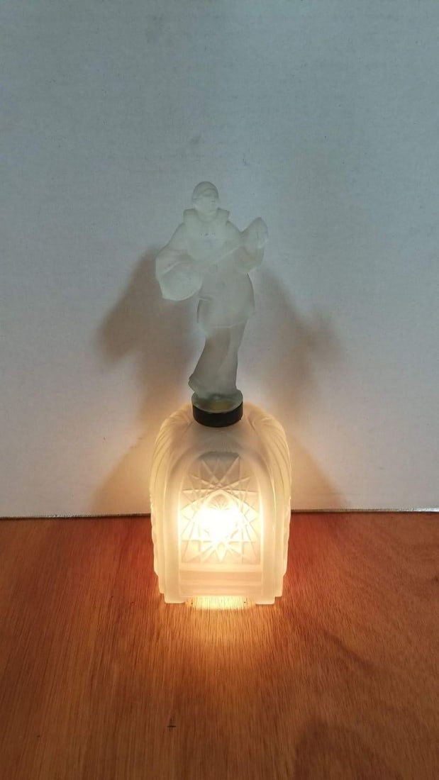 Art Deco Frosted Glass Jester Figurine Lamp - 16