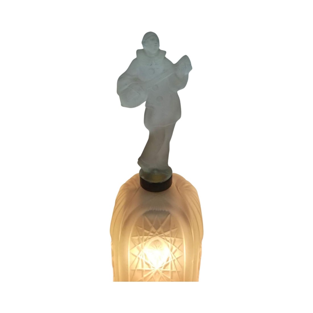 Art Deco Frosted Glass Jester Figurine Lamp - 9