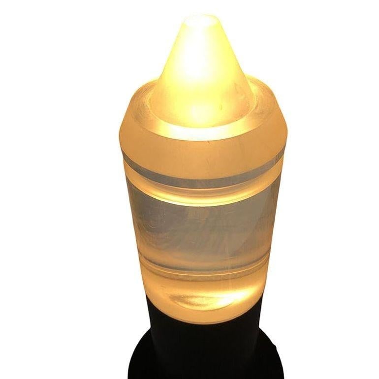 Postmodern Steel Cafe Table Lamp With Cone Shaped Glass Shade Pair, 10 Available - 9