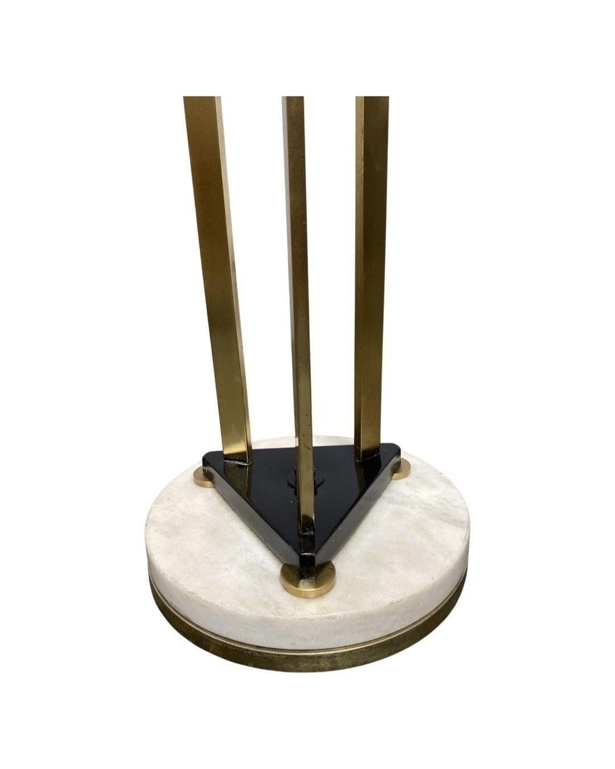 High Style Memphis Style Brass Chrome and Marble Torchiere Floor Lamp - 11