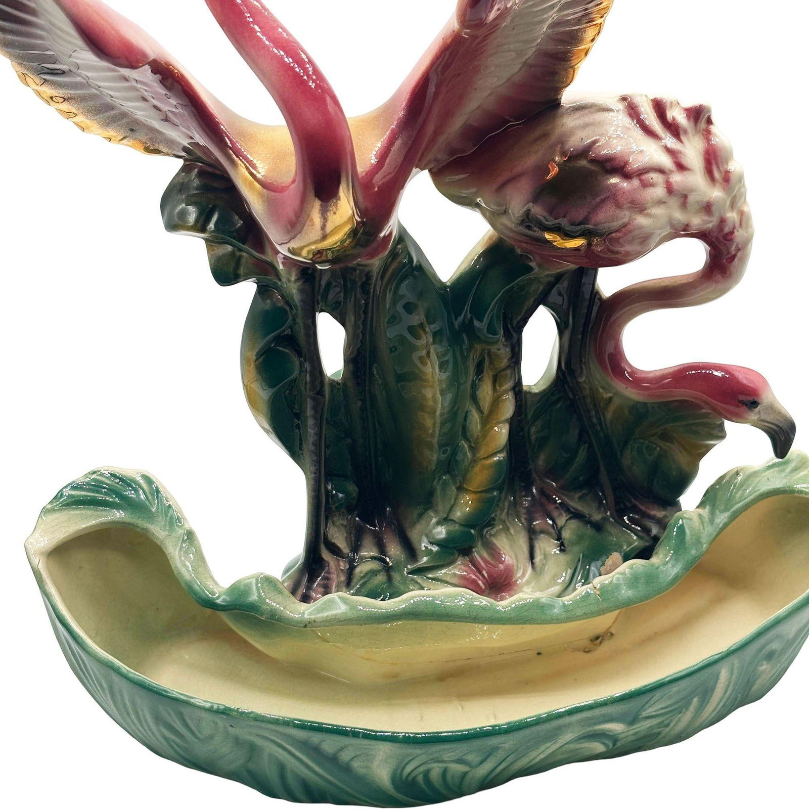 1956 Ceramic Flamingo Tropical Pond Indoor Planter by Lane & Company California - 14