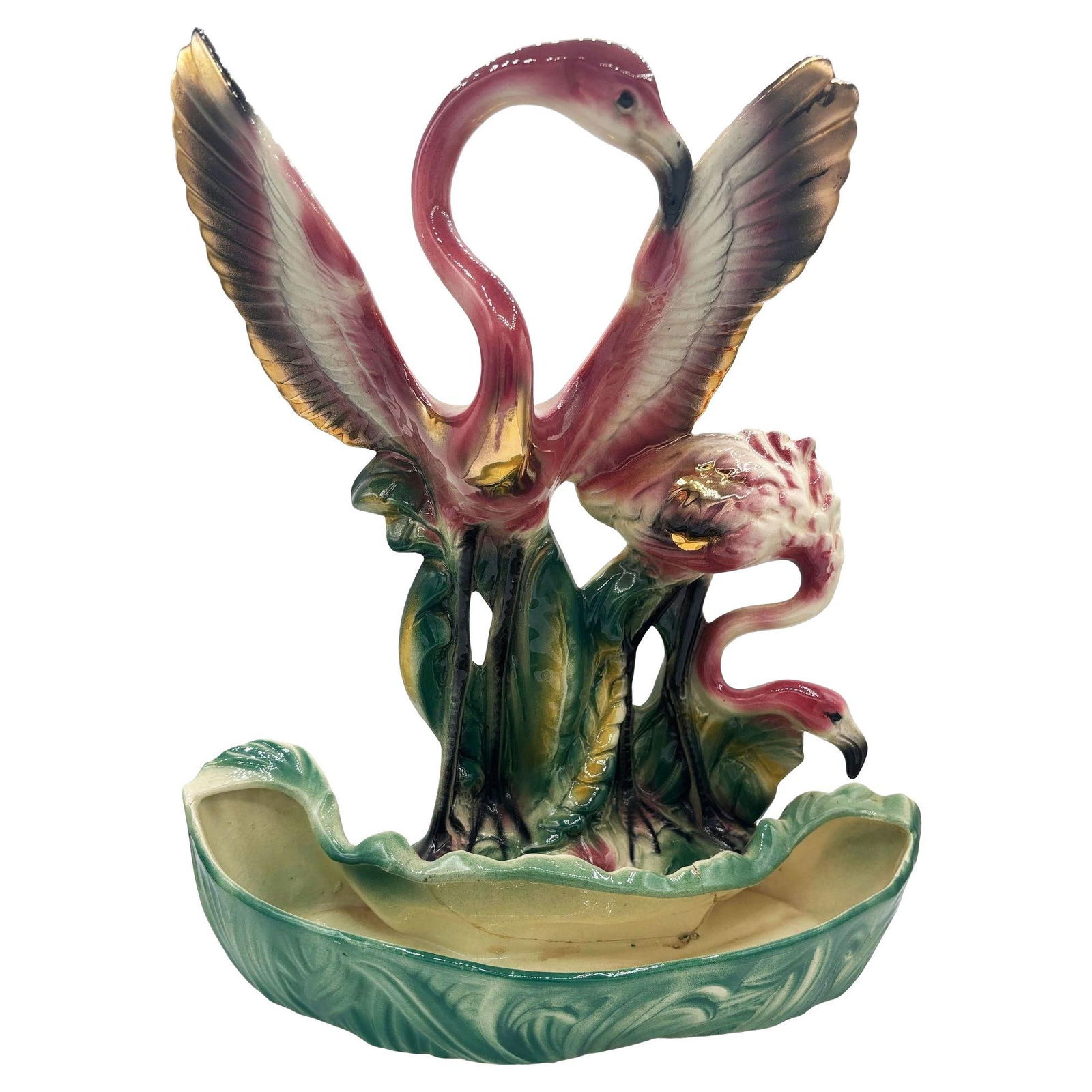 1956 Ceramic Flamingo Tropical Pond Indoor Planter by Lane & Company California - 19