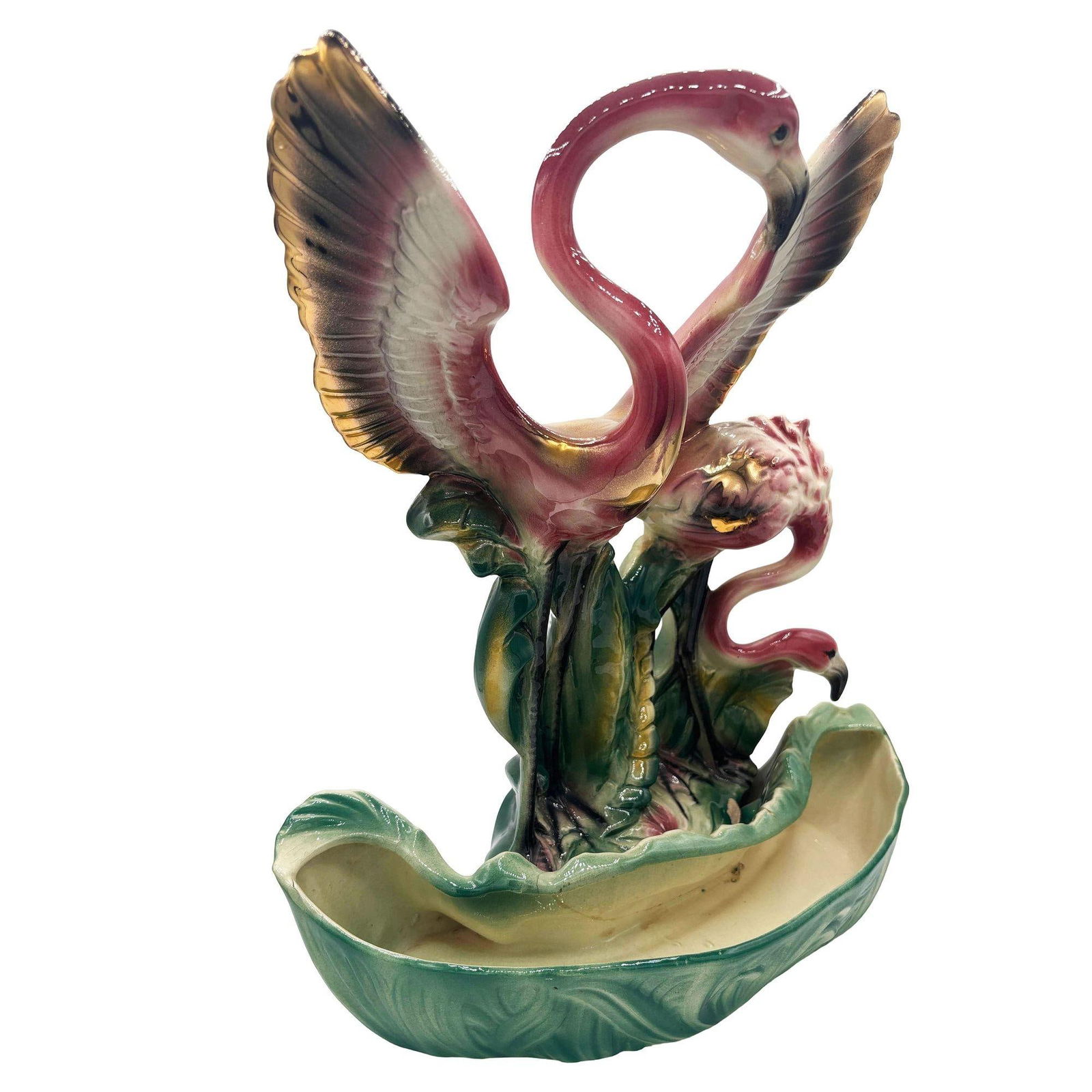 1956 Ceramic Flamingo Tropical Pond Indoor Planter by Lane & Company California - 20
