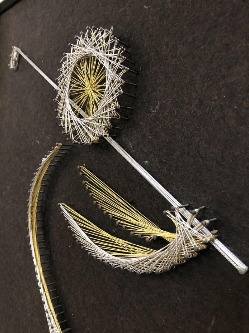 Golfing Man String Nail Art Silver and Gold on Blackby Chapman, Pair - 14