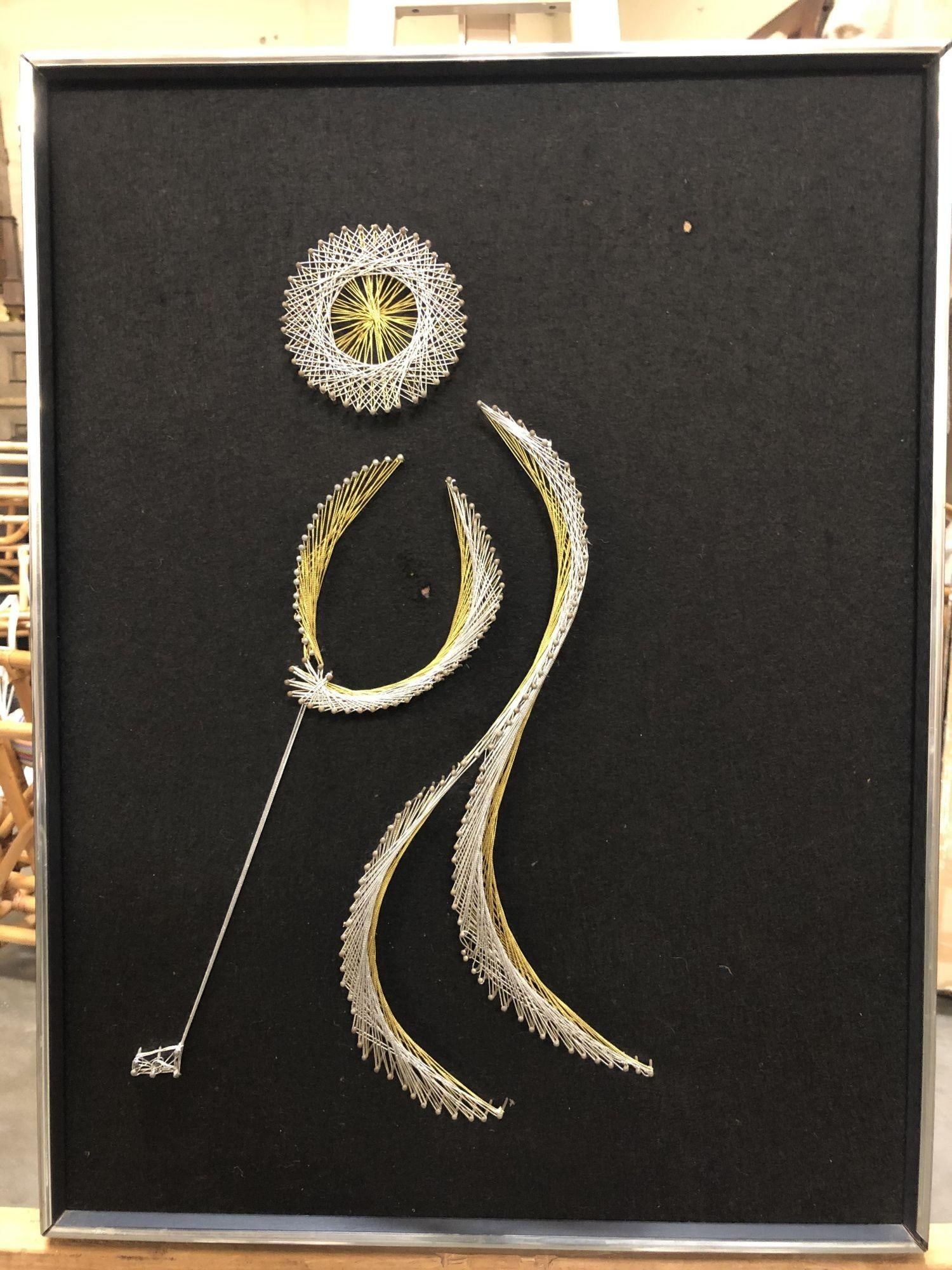 Golfing Man String Nail Art Silver and Gold on Blackby Chapman, Pair - 16