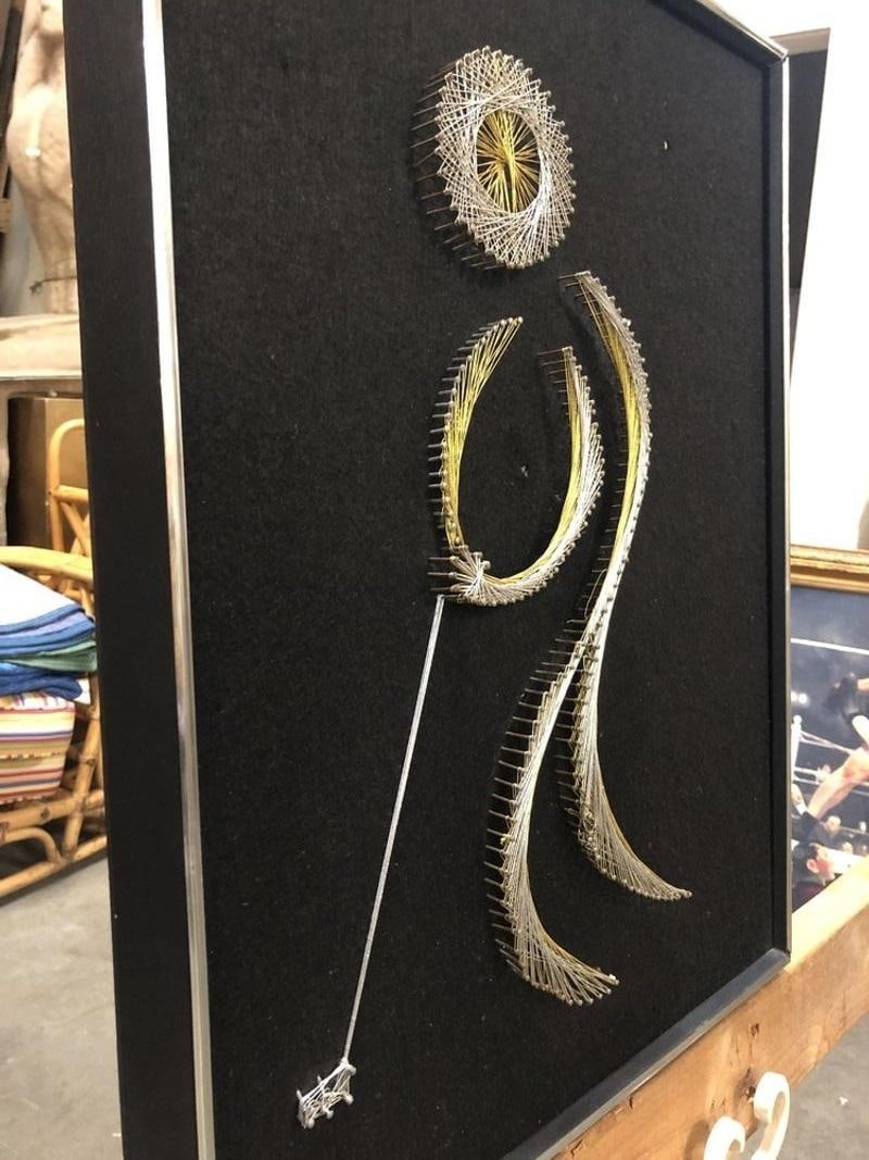 Golfing Man String Nail Art Silver and Gold on Blackby Chapman, Pair - 17