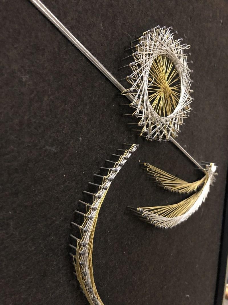 Golfing Man String Nail Art Silver and Gold on Blackby Chapman, Pair - 20