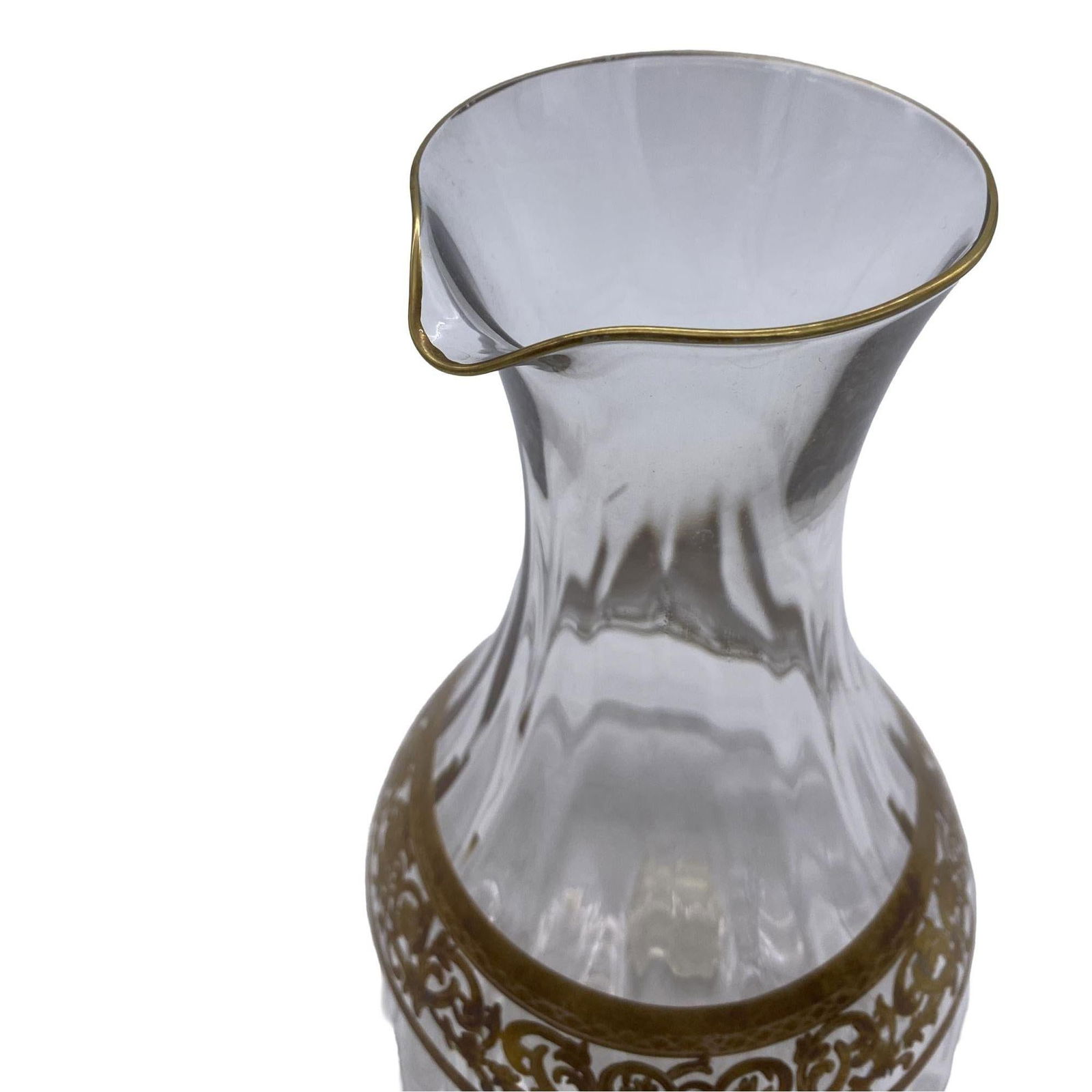 Czechoslovakia Moser Art Glass Pitcher Set with/ Gold Leaf - 12