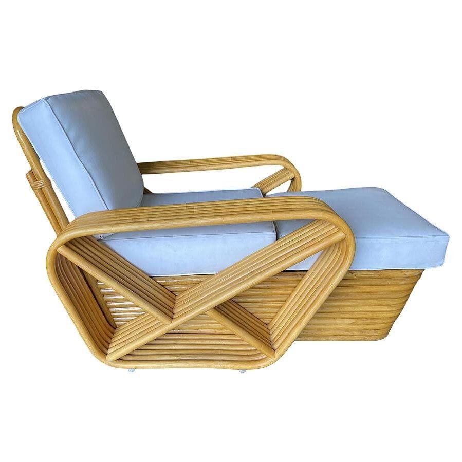 Restored Six-Strand Square Pretzel Rattan Chaise Lounge Chair, 2 Available - 10