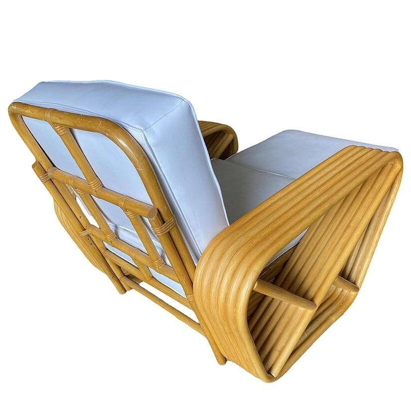 Restored Six-Strand Square Pretzel Rattan Chaise Lounge Chair, 2 Available - 3