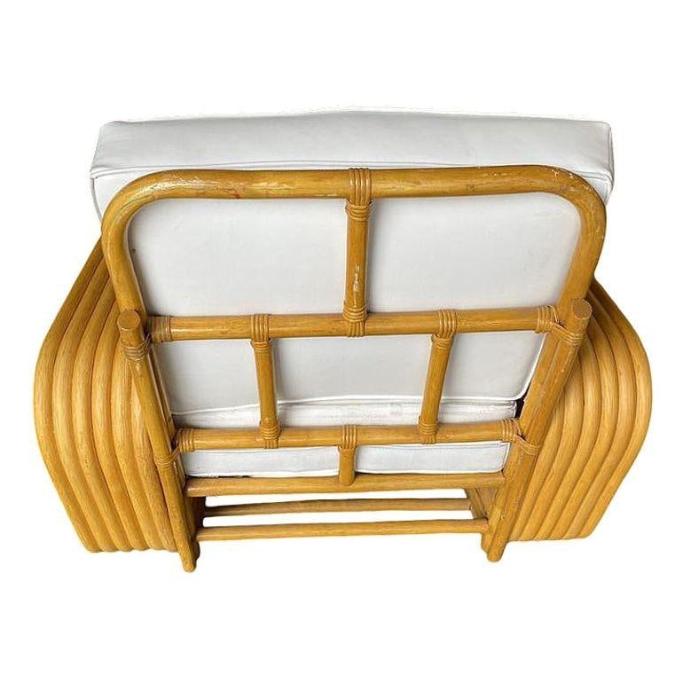 Restored Six-Strand Square Pretzel Rattan Chaise Lounge Chair, 2 Available - 4