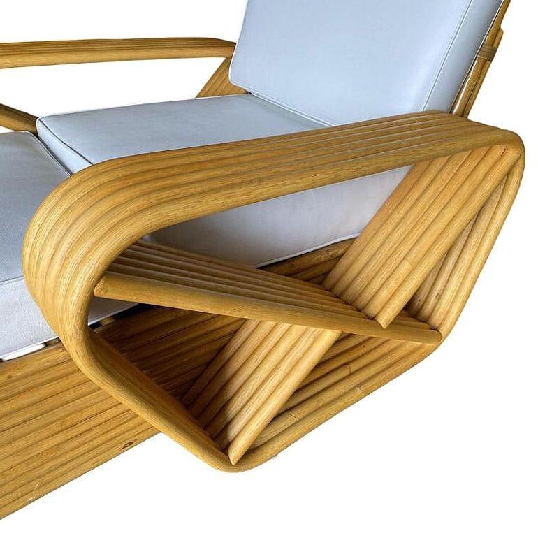 Restored Six-Strand Square Pretzel Rattan Chaise Lounge Chair, 2 Available - 6