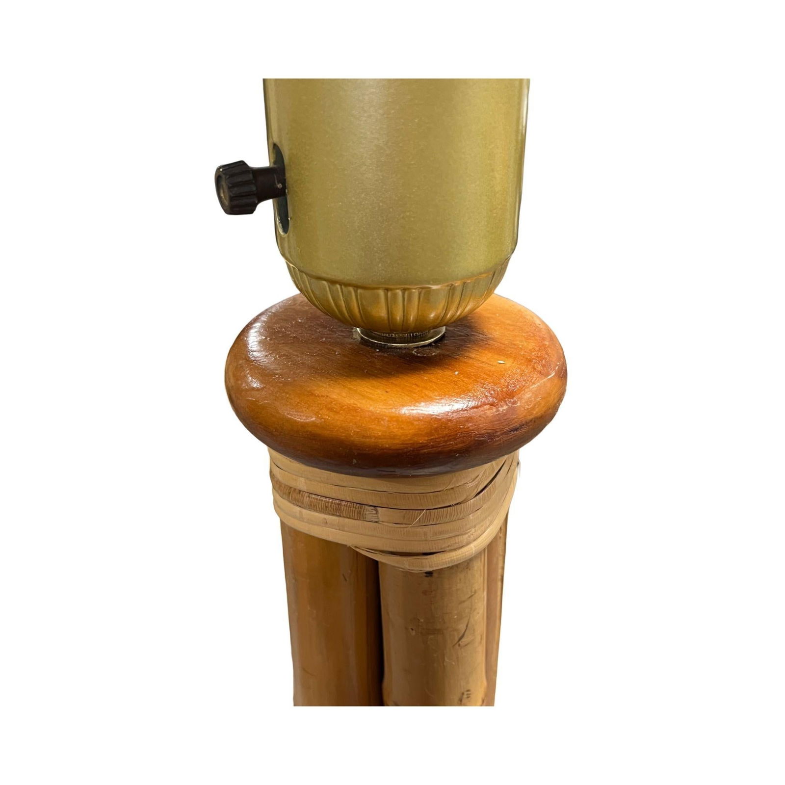 Mid-Century 4 Strand Rattan & Wicker Floor Lamp w/ Brass Base - 4