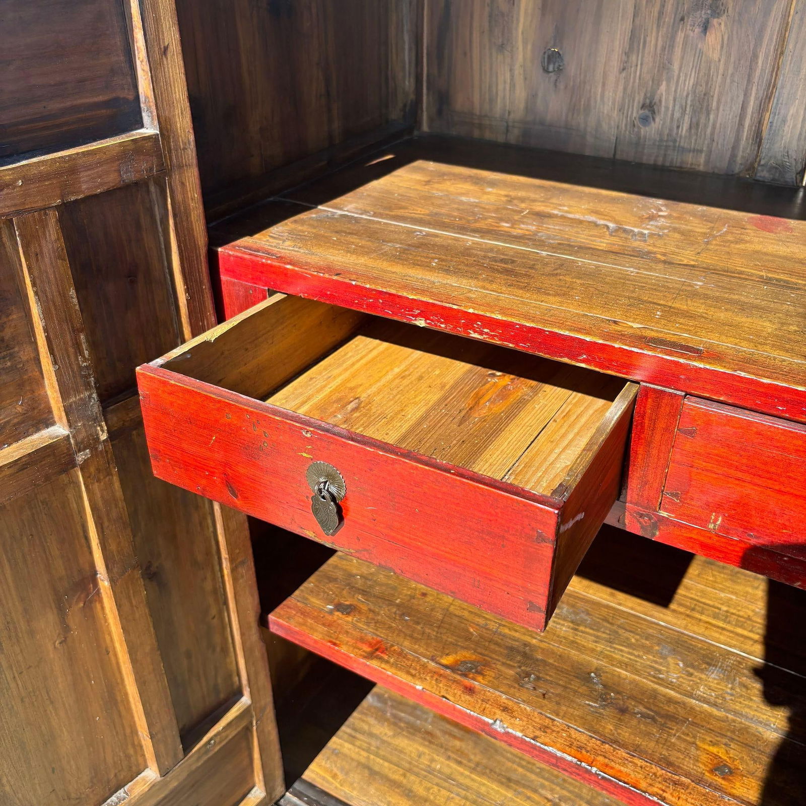 Qing Dynasty Hand Painted & Lacquered Gilt Armoire Cabinet, China - 10