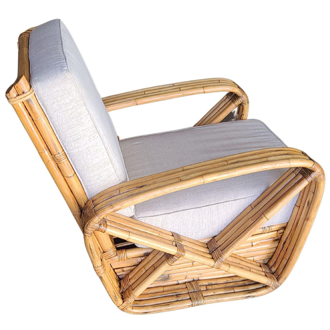 Original Historic Hand Made 4- Strand Square Pretzel Rattan Lounge & Sofa Set - 9