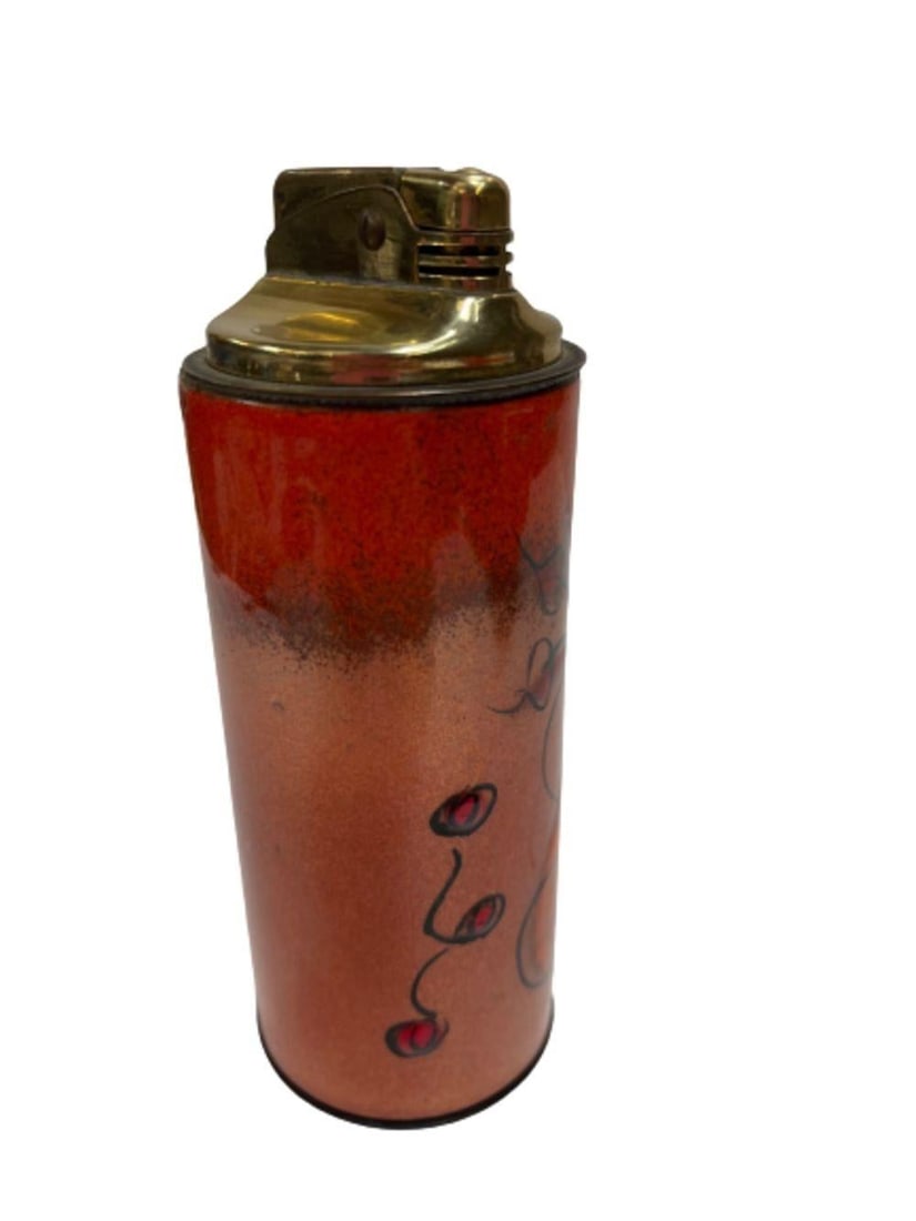 Mid Century Enameled Brass Lighter & Ashtray Set by Sascha Brastoff - 16