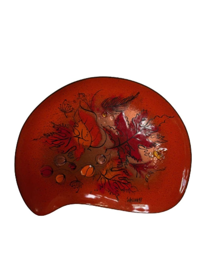 Mid Century Enameled Brass Lighter & Ashtray Set by Sascha Brastoff - 9