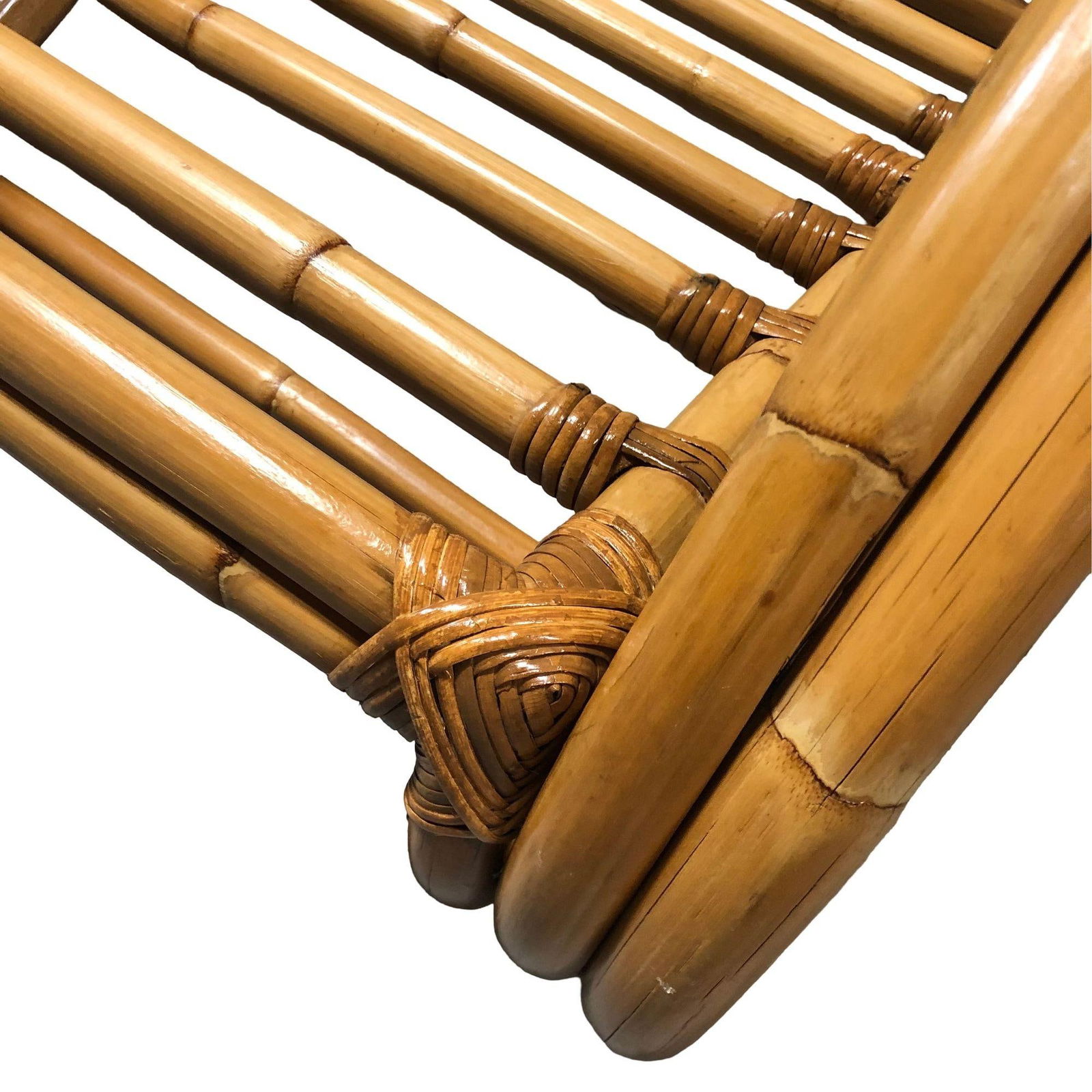 Restored 2-Strand 3/4 Pretzel Rattan Sectional Sofa w/ Lounge Chair - 16