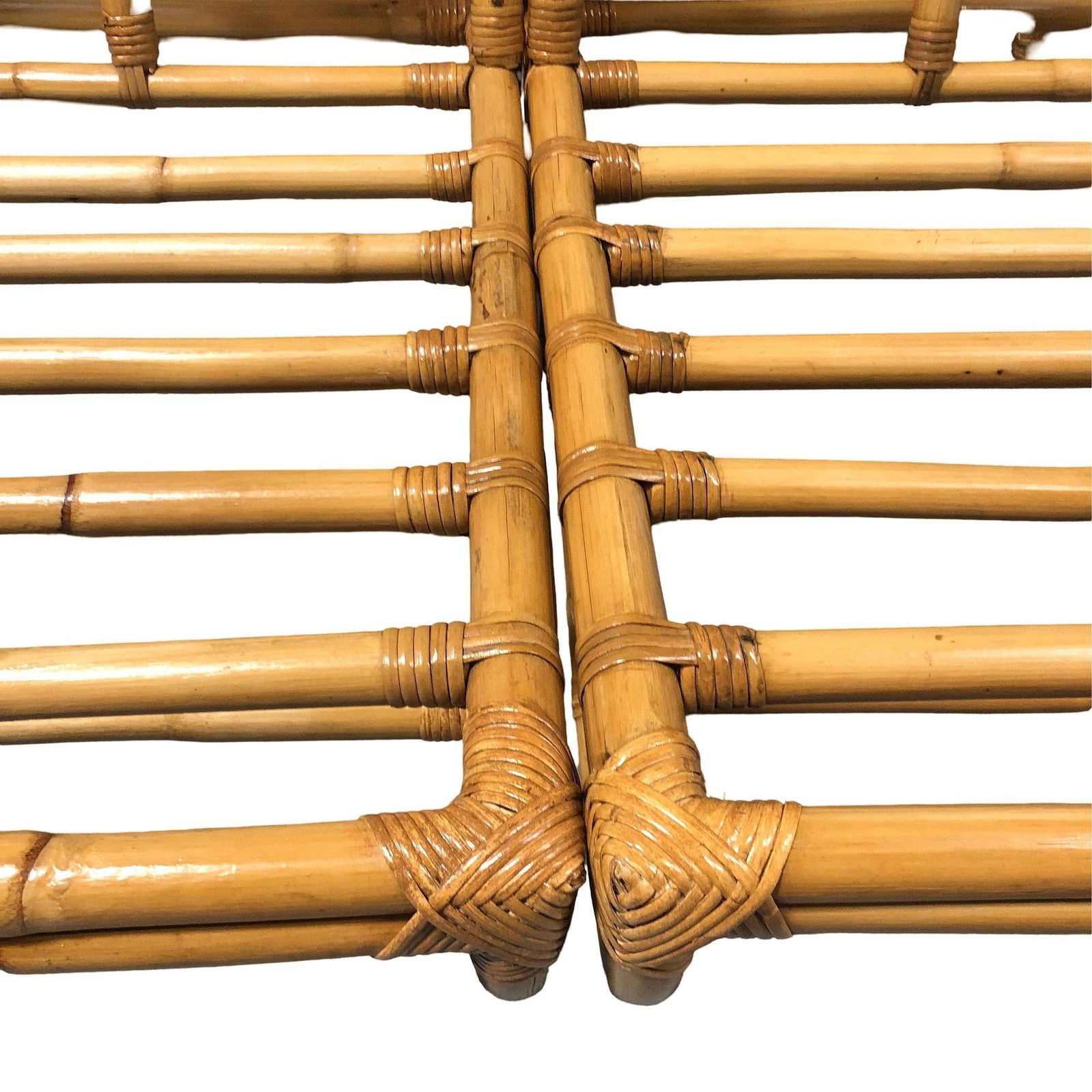 Restored 2-Strand 3/4 Pretzel Rattan Sectional Sofa w/ Lounge Chair - 17