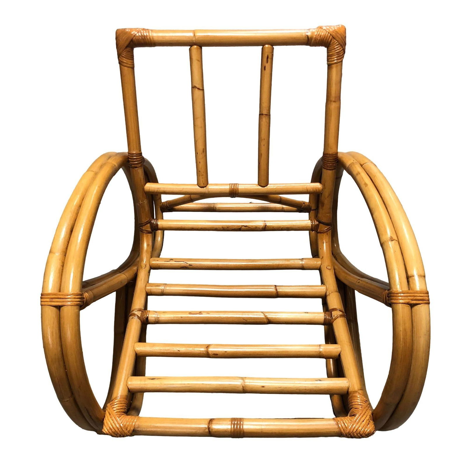 Restored 2-Strand 3/4 Pretzel Rattan Sectional Sofa w/ Lounge Chair - 3