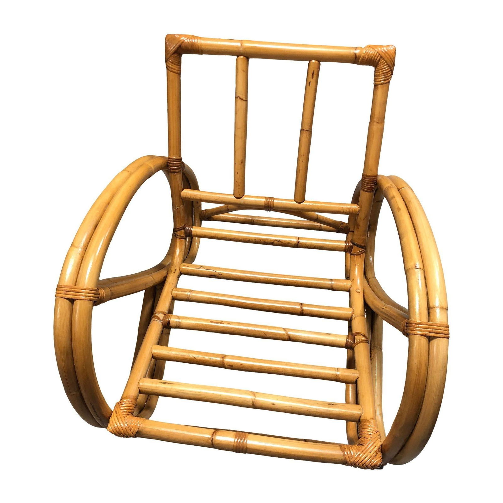 Restored 2-Strand 3/4 Pretzel Rattan Sectional Sofa w/ Lounge Chair - 4