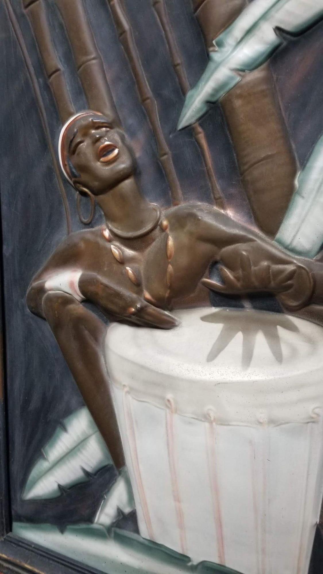 Mid Century Cooper Embossed Bongo Player Wood Framed by C.I.E. Pearson - 10