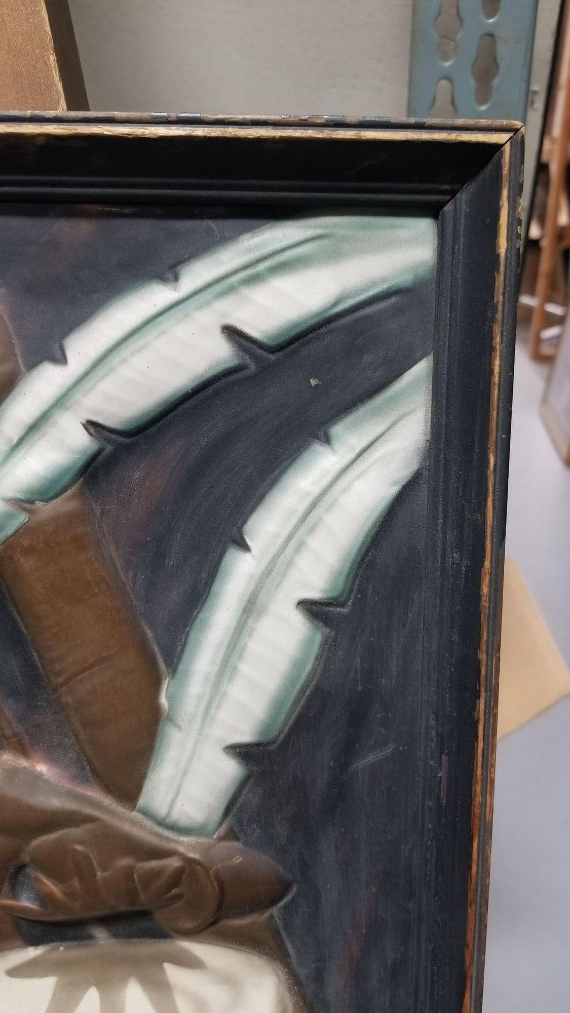 Mid Century Cooper Embossed Bongo Player Wood Framed by C.I.E. Pearson - 18